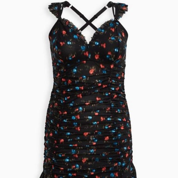 Ruched Mesh Ruffle Chemise - Picture 3 of 6